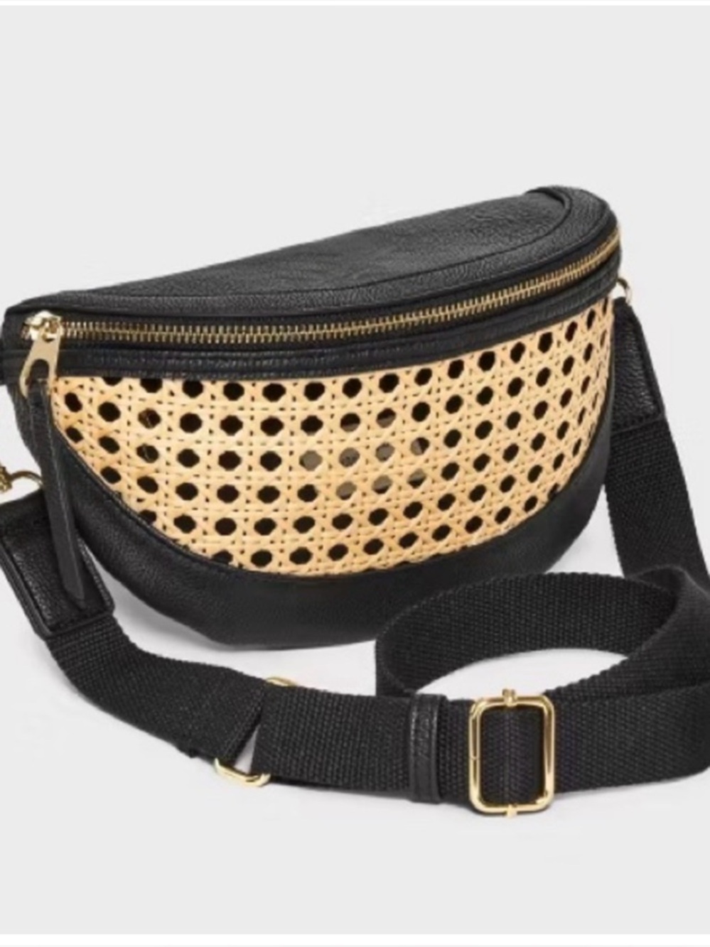 NWT Universal Thread Straw Detail Belt Crossbody Bag-Tan/Black